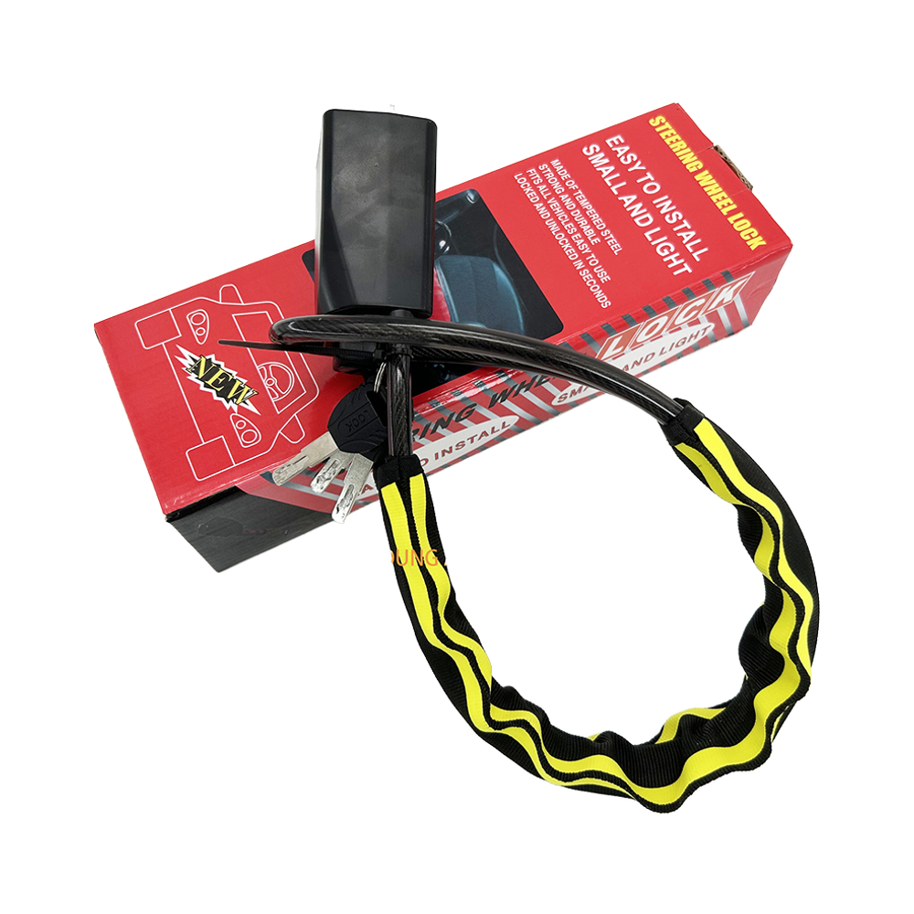 Loveyoung Black Yellow Striped Car Steering Wheel Lock - Universal Anti-Theft Security Device